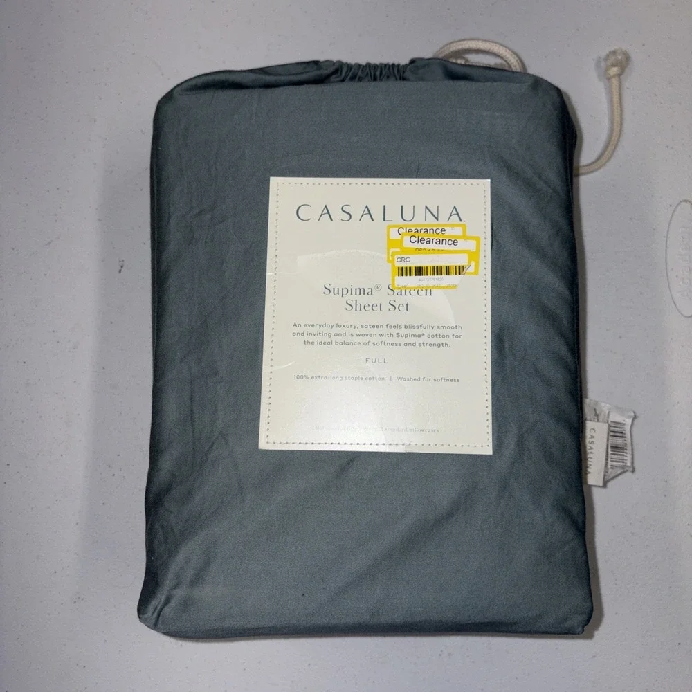 New, Full Size, 500 Thread Count Washed Supima Sateen Solid Sheet Set - Casaluna